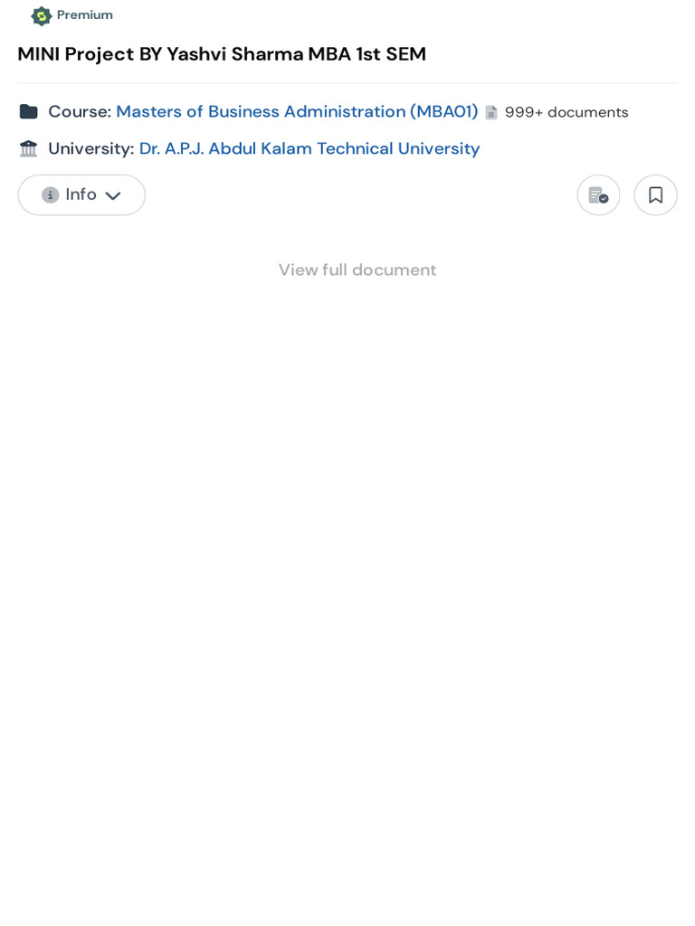 Mini Project by Yashvi Sharma Mba 1st Sem - Compress | PDF | Meal ...