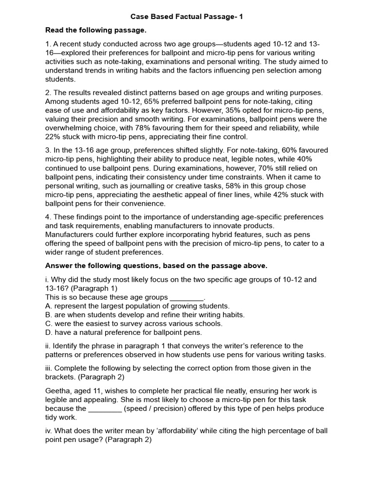 Case Based Factual Passage 1 2026-27 | PDF | Human Communication