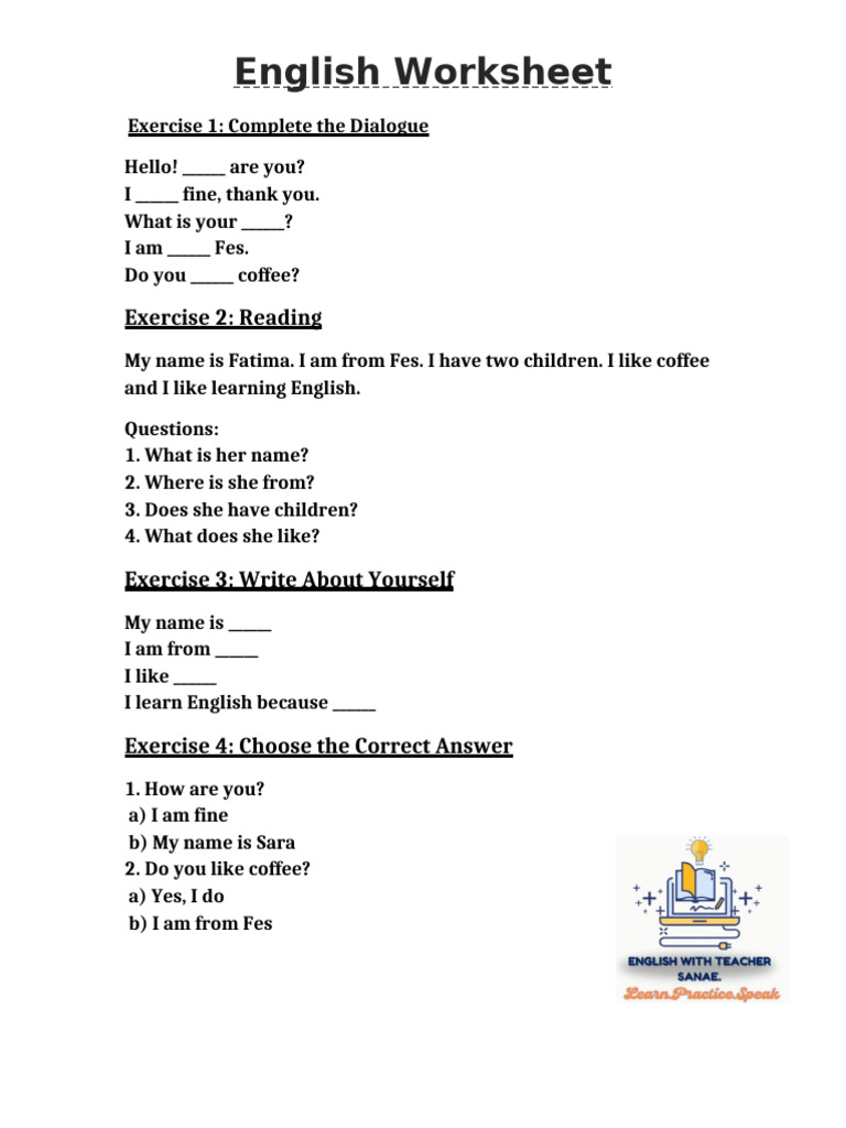 English Worksheet | PDF