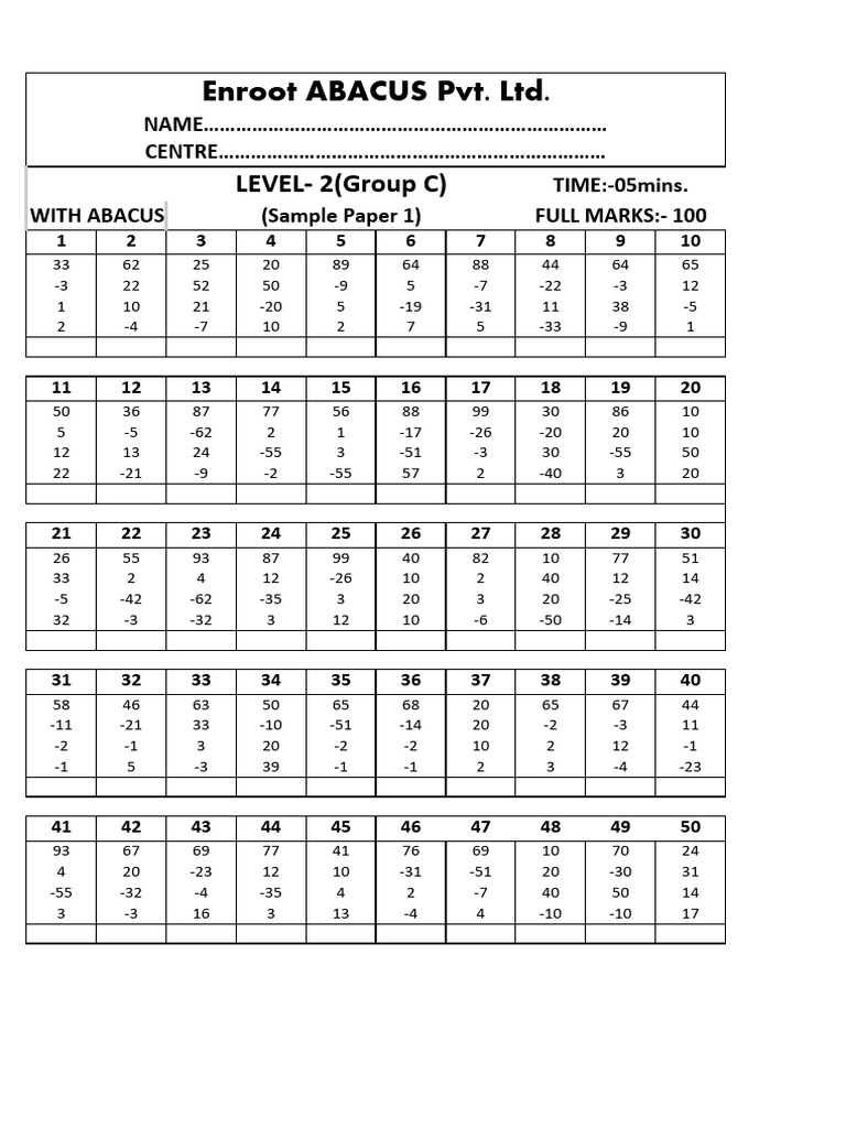 LEVEL 2C SAMPLE PAPER 1 | PDF
