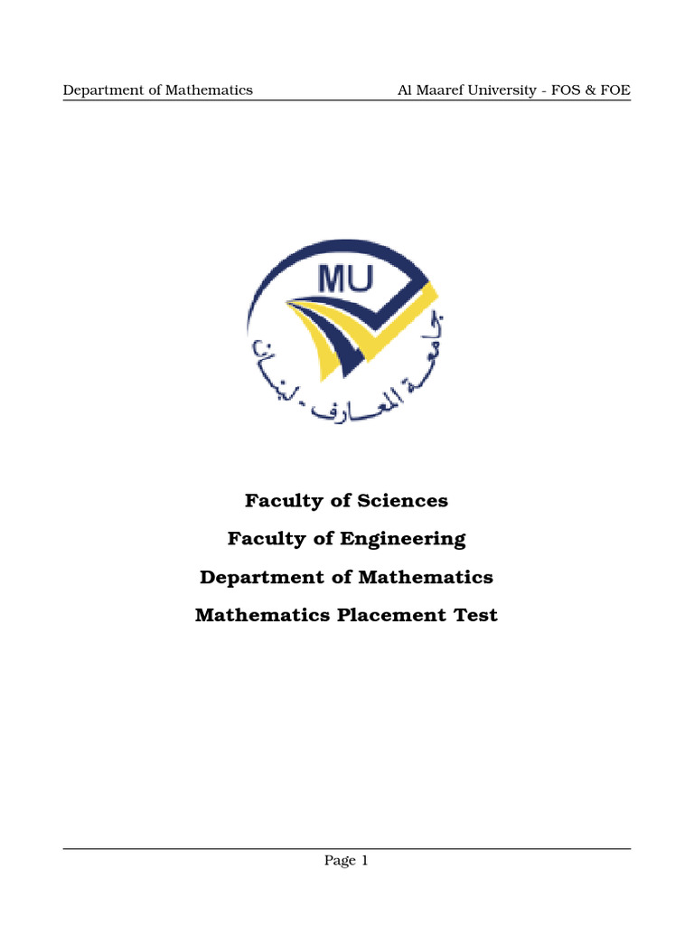 Placement Test Sample f22 | PDF | Function (Mathematics ...