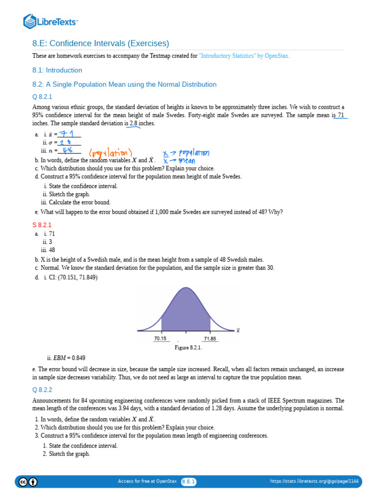 8.E Confidence Intervals (Exercises) | PDF | Standard Deviation ...