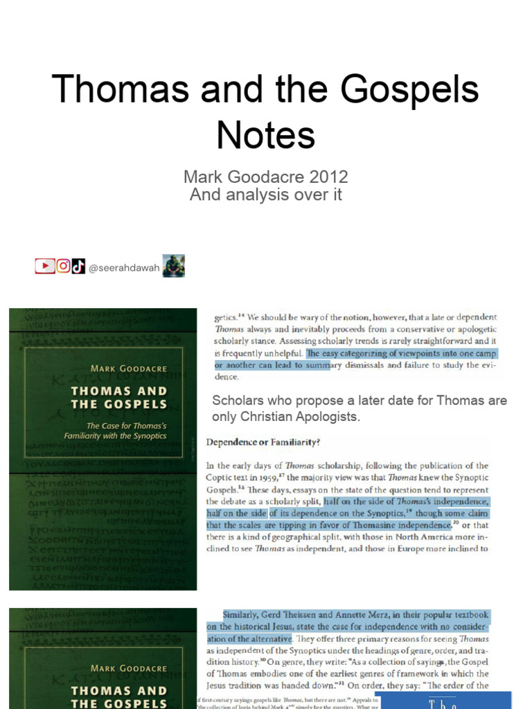 Thomas and the Gospels Notes | PDF