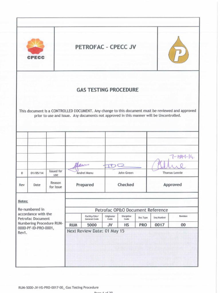 Gas Testing Procedure | PDF