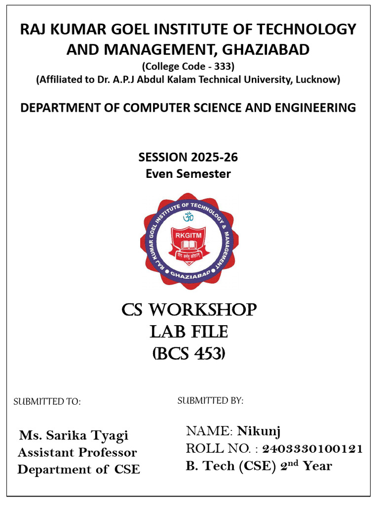 CS Workshop Lab File for Print | PDF | Http Cookie | World Wide Web