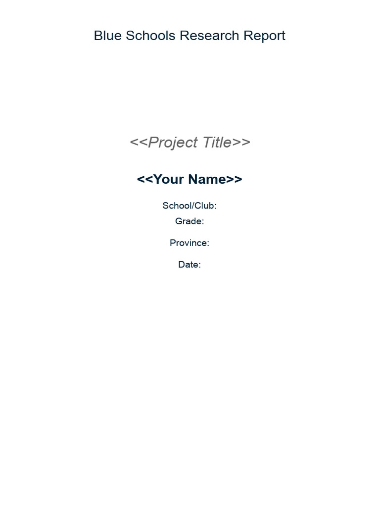 2026 Blue Schools - Report Template | PDF | Cognition | Scientific Method