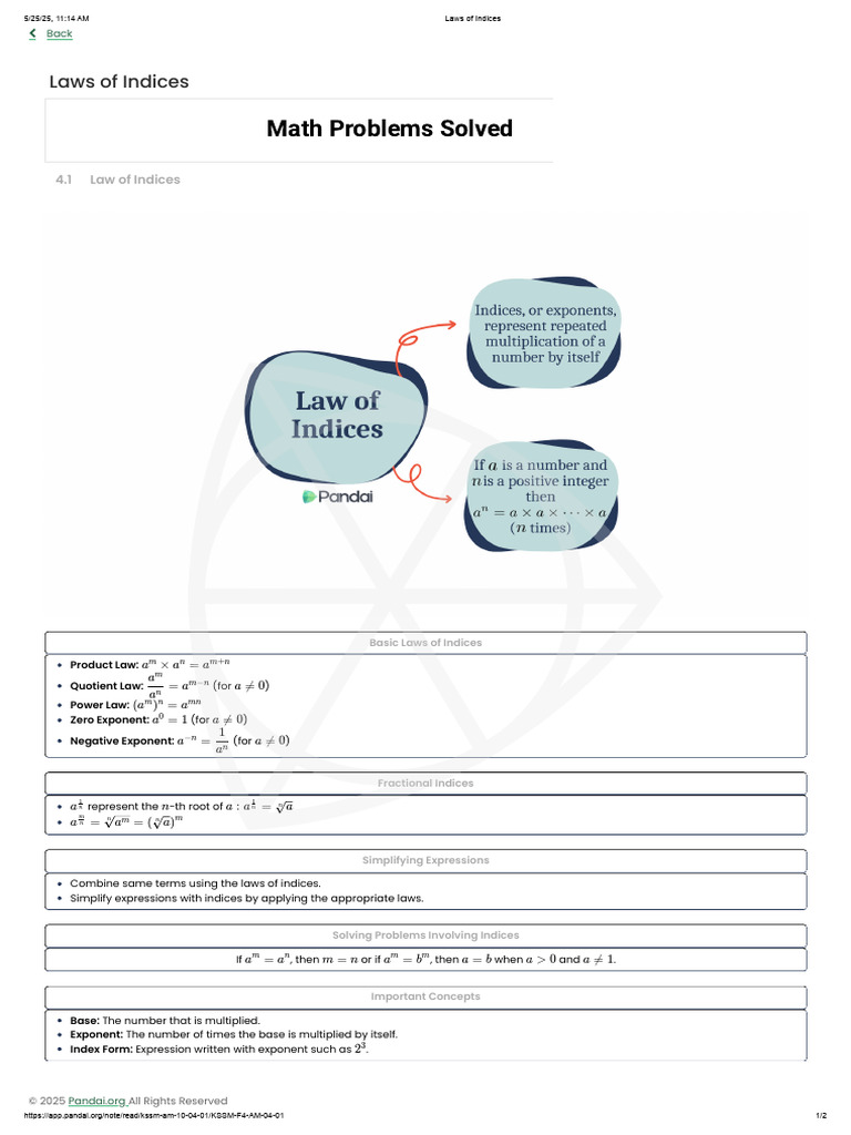 Laws of Indices_merged | PDF | Exponential Function | Function ...