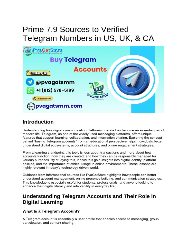 Prime 7.9 Sources to Verified Telegram Numbers in US, UK, & CA | PDF ...