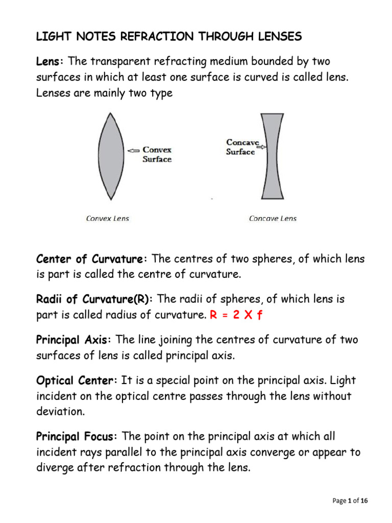 5 Light Notes Refraction 3 Through Lenses | PDF | Optics | Atomic