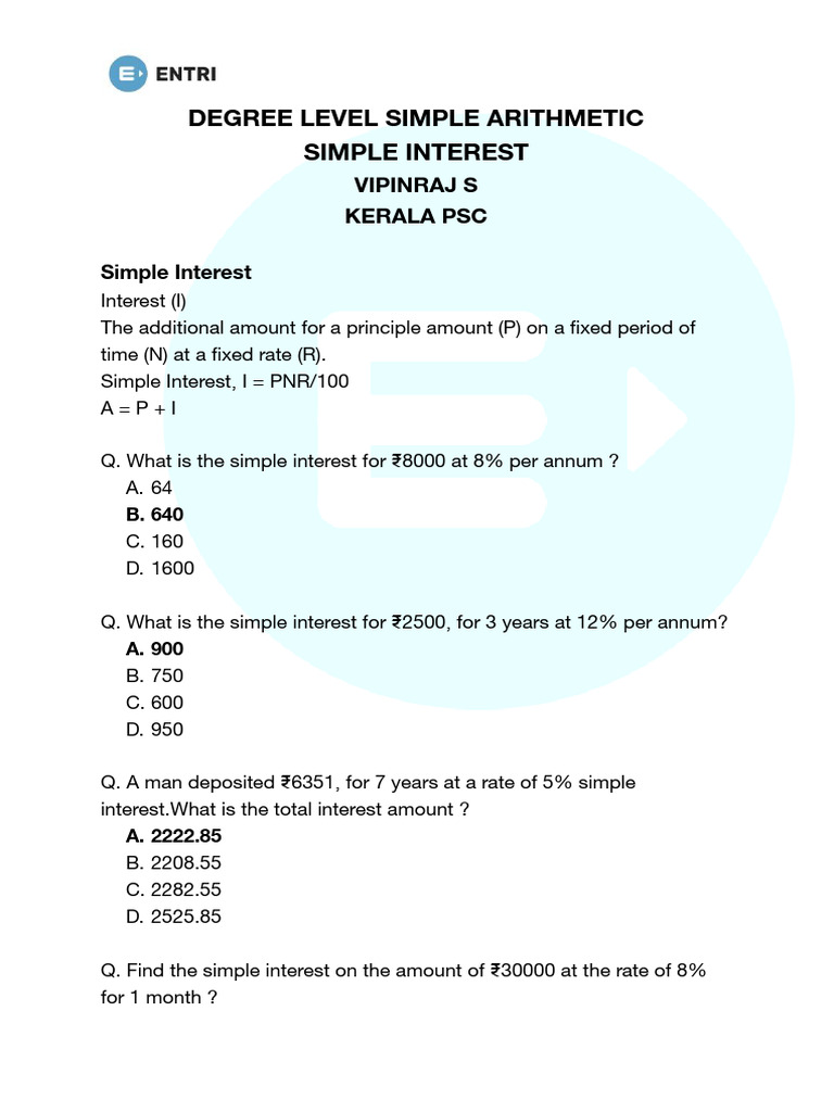 Simple and Compound Interest 01 | PDF