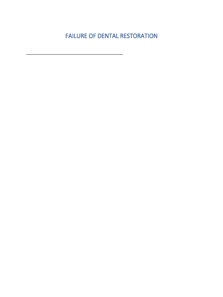 Failure of Restorations | PDF | Dental Composite | Human Tooth