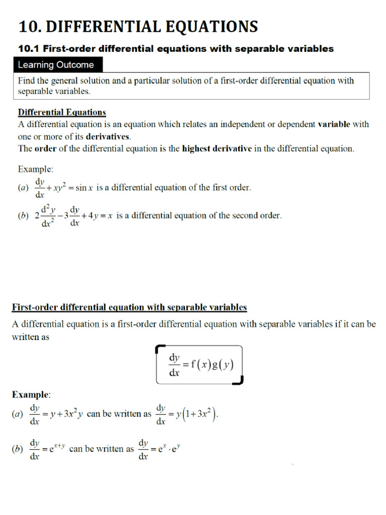 10. Differential Equations | PDF
