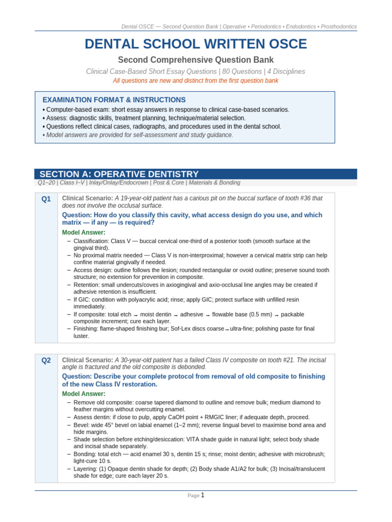 Dental OSCE 80 Questions Set2 | PDF | Periodontology | Dental Composite