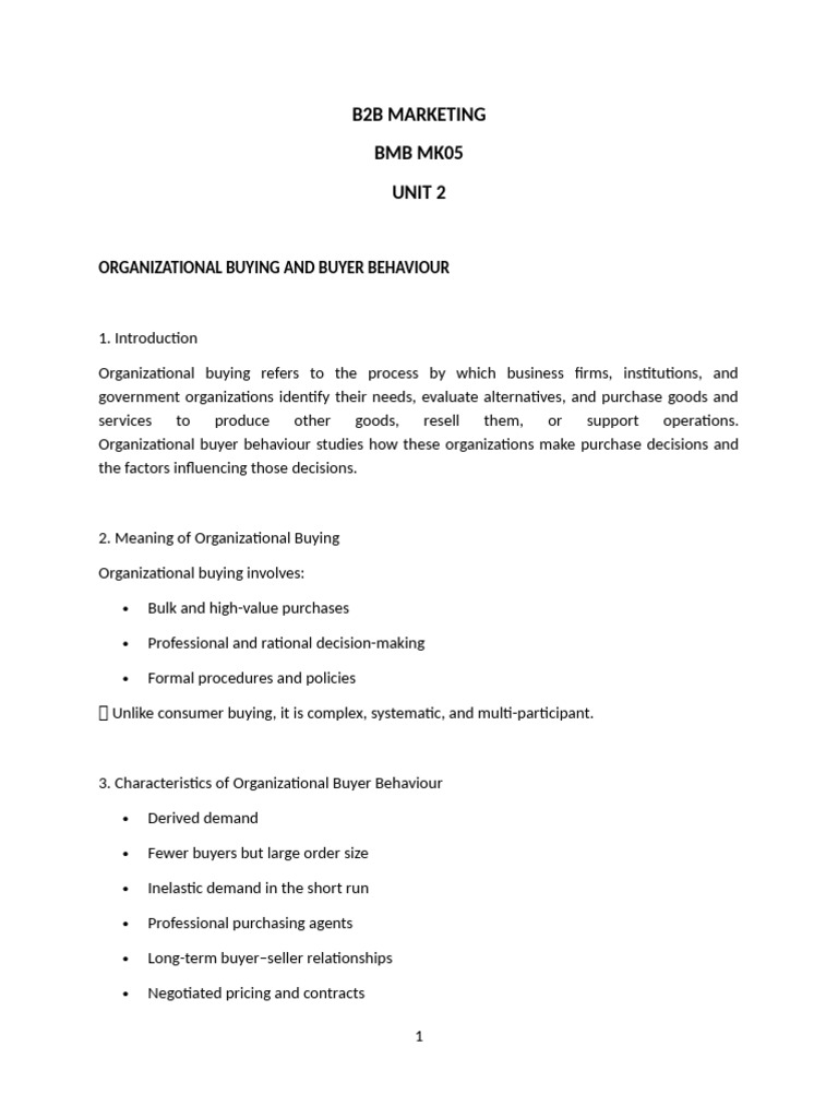 Unit 2 Notes BMB Mk05 Anj | PDF | Procurement | Marketing