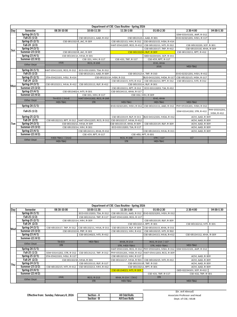 CSE SP-26 Routine | PDF