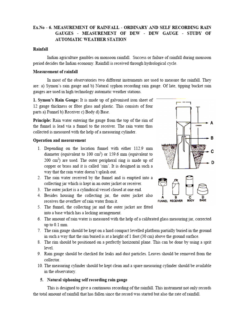 Measurement of Rainfall | PDF | Rain