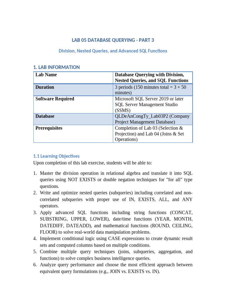 Lab05 Database Querying Part3 | PDF | Databases | Microsoft Sql Server