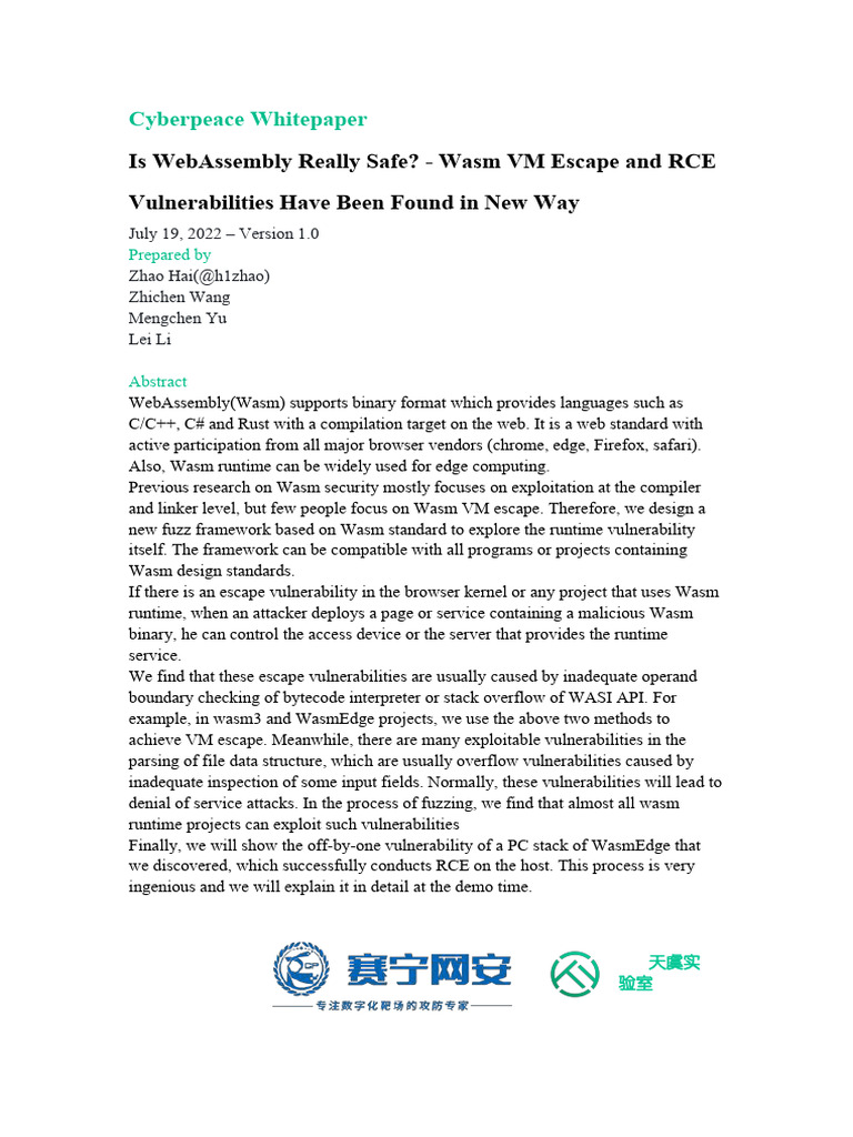 US 22 Hai is WebAssembly Really Safe Wp | PDF | Computer Science ...
