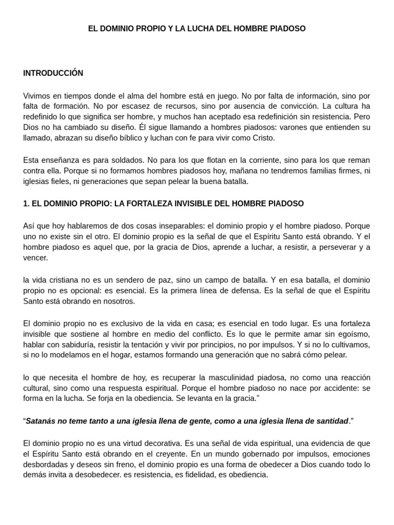 EL DOMINIO PROPIO Y LA LUCHA DEL HOMBRE PIADOSO | PDF | Cristo (título ...
