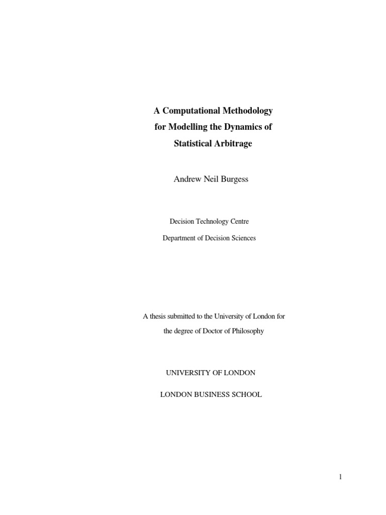 A Computational Methodology For Modelling The Dynamics of Stat Arb | PDF
