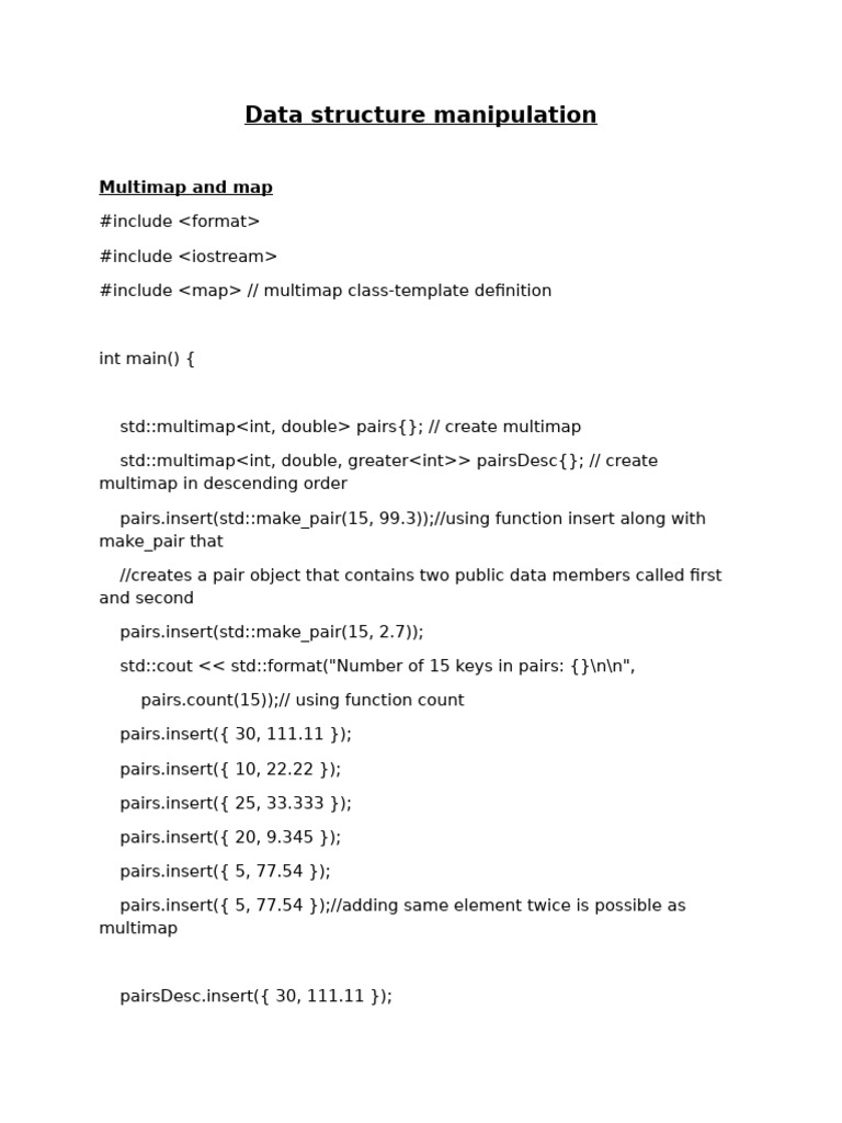 Chapter 8 Notes - Multimap and Map | PDF | Algorithms And Data ...