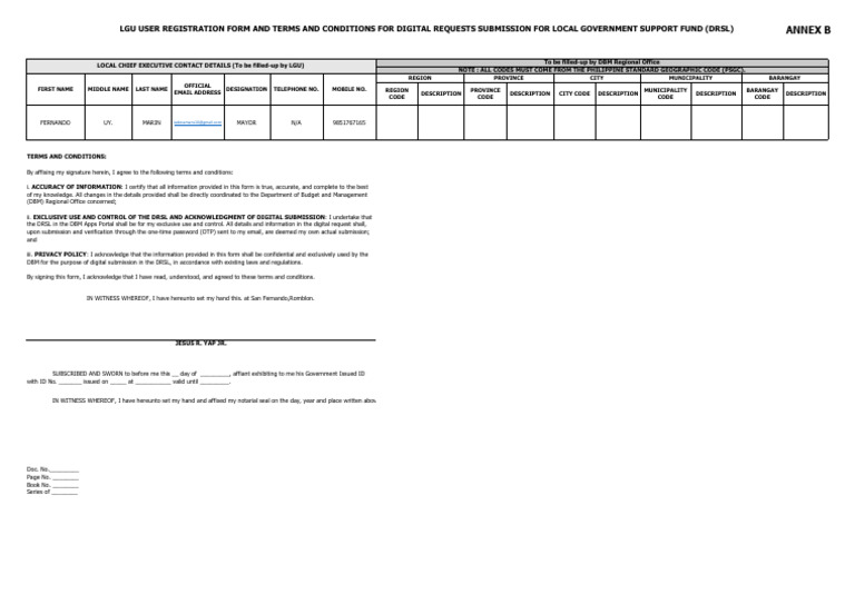 ANNEX B LGU User Registration Form (4) (1) SF | PDF | Computer Security ...