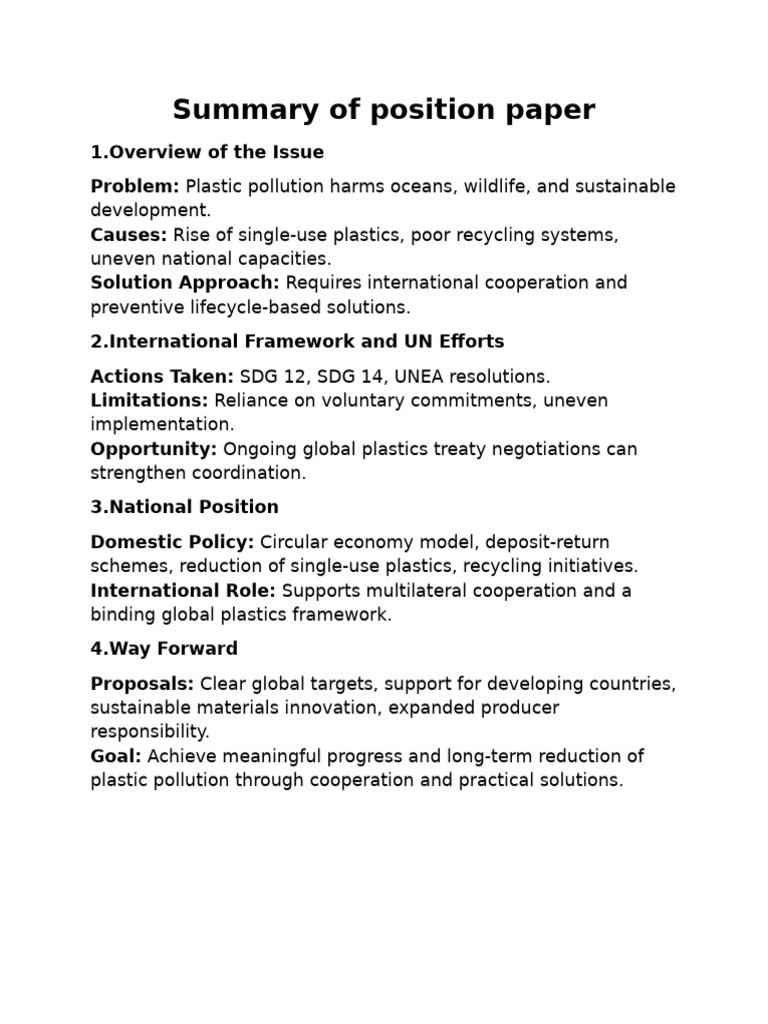 Summary of Position Paper | PDF