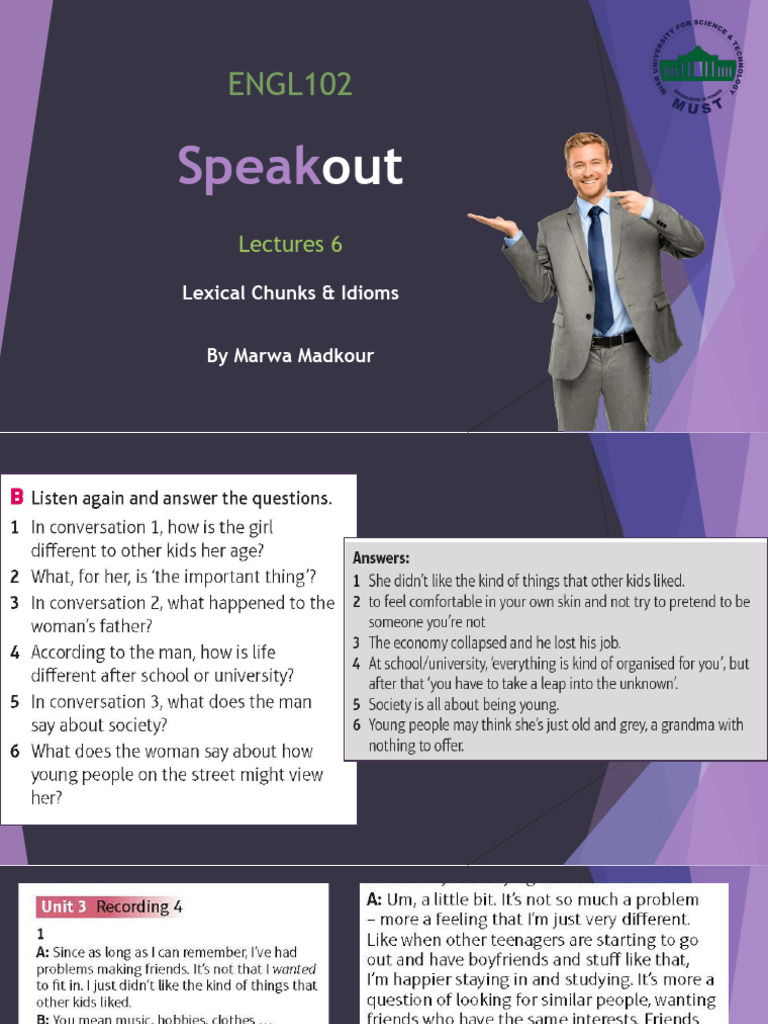 ENGL102-Lecture 6 Lexical Chunks & Idioms - PDF | PDF
