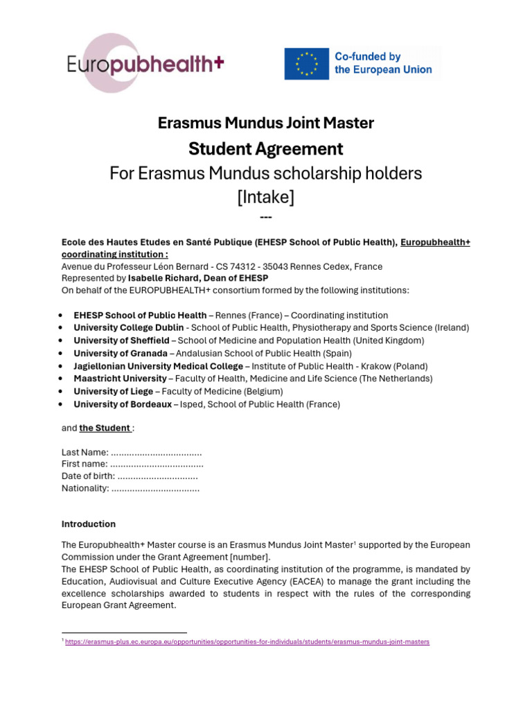 Student Agreement EM Template Website | PDF | Academic Degree | Insurance