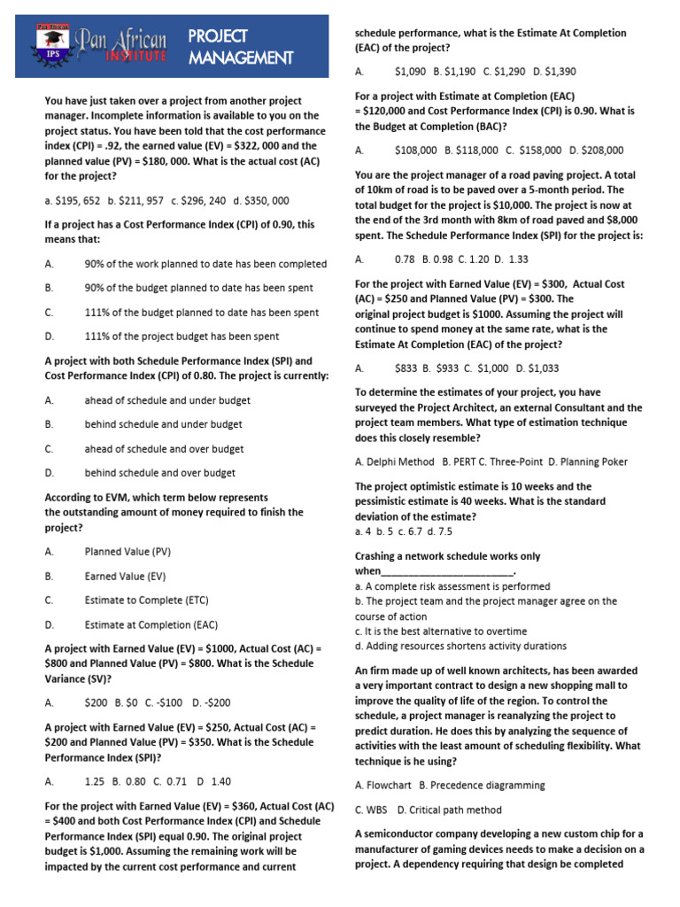 PMP Planning Test | PDF | Projects | Project Management