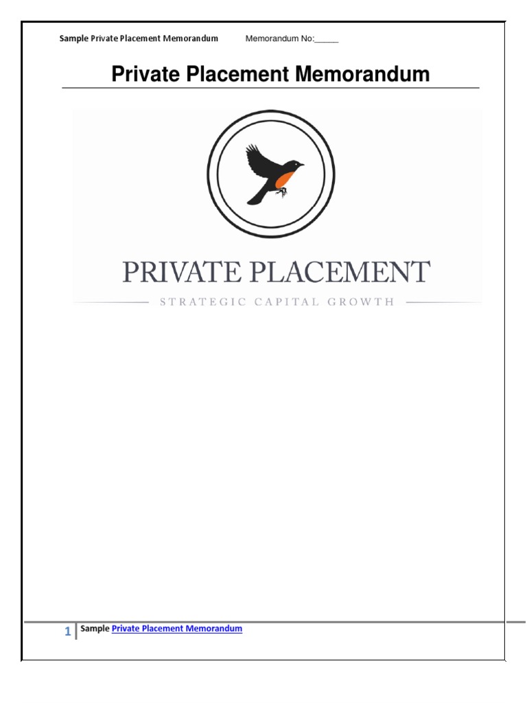 Sample Private Placement Memorandum | PDF | Securities Act Of 1933 ...