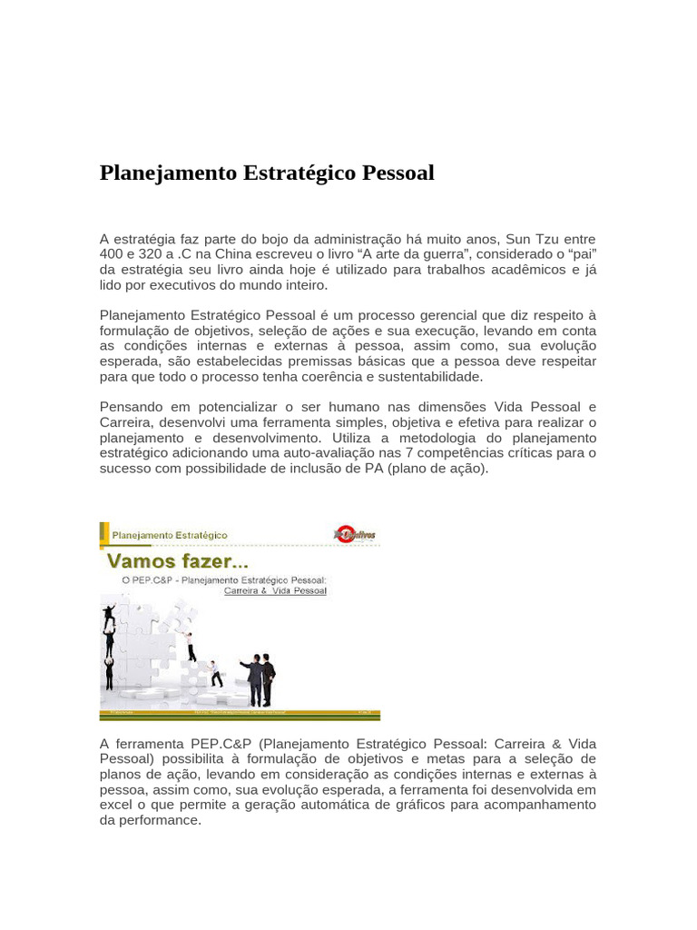 APS Planejamento Estratégico Pessoal | PDF | Análise SWOT ...