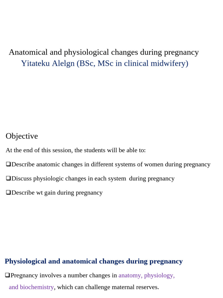Physiological and anatomical changes during pregnancy | PDF | Pregnancy ...