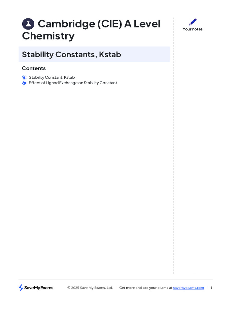 5-Stability Constants, Kstab | PDF | Coordination Complex | Chemical ...