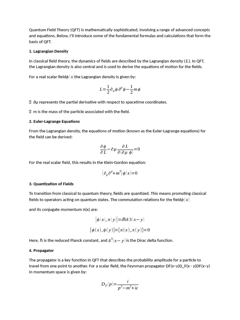 Quantum Field Theory Equations | PDF | Quantum Field Theory | Field ...