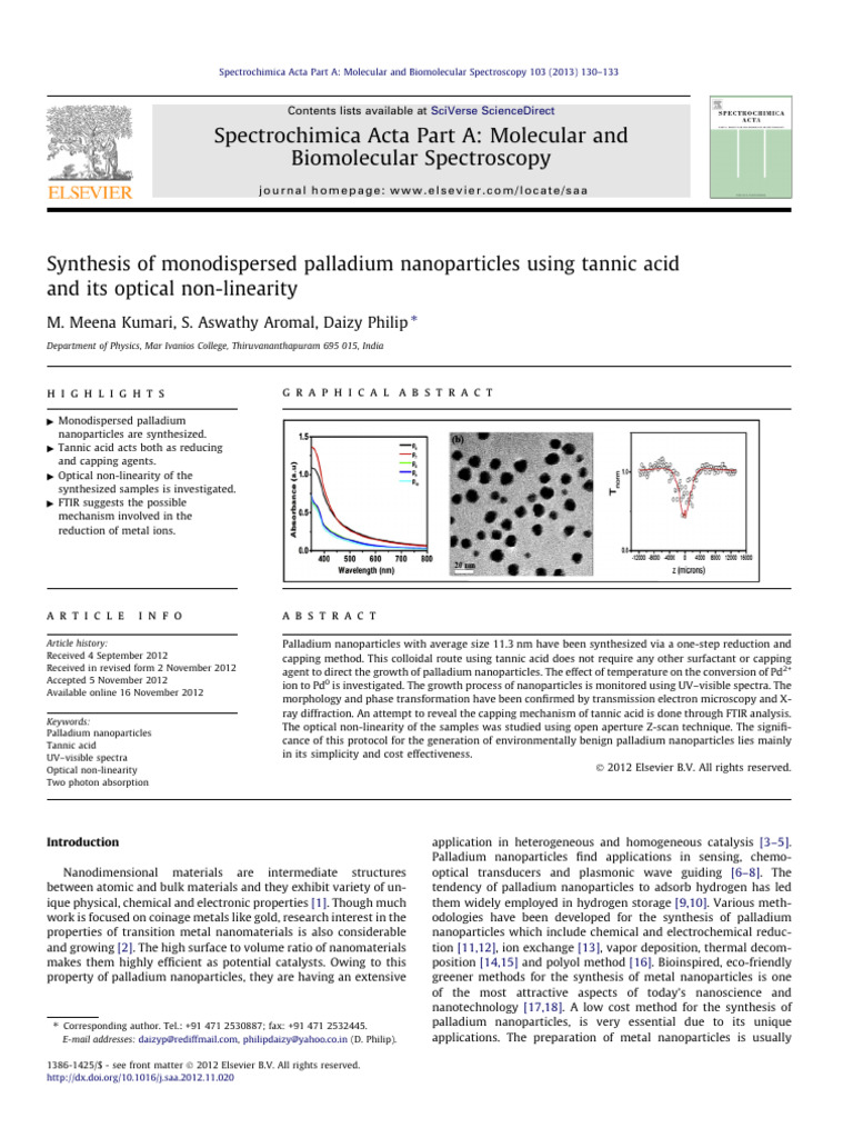 Synthesis of Monodispersed Palladium Nanoparticles | PDF | Nanoparticle ...
