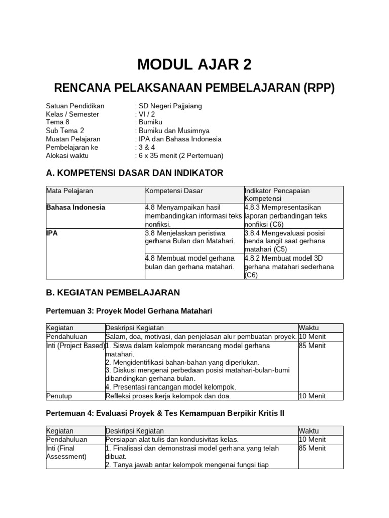 Modul Ajar 2 - Pertemuan 3 & 4 (Bumiku) | PDF