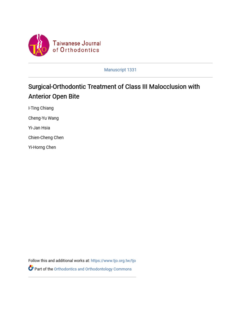 Class III Malocclusion with Anterior Open Bite | PDF