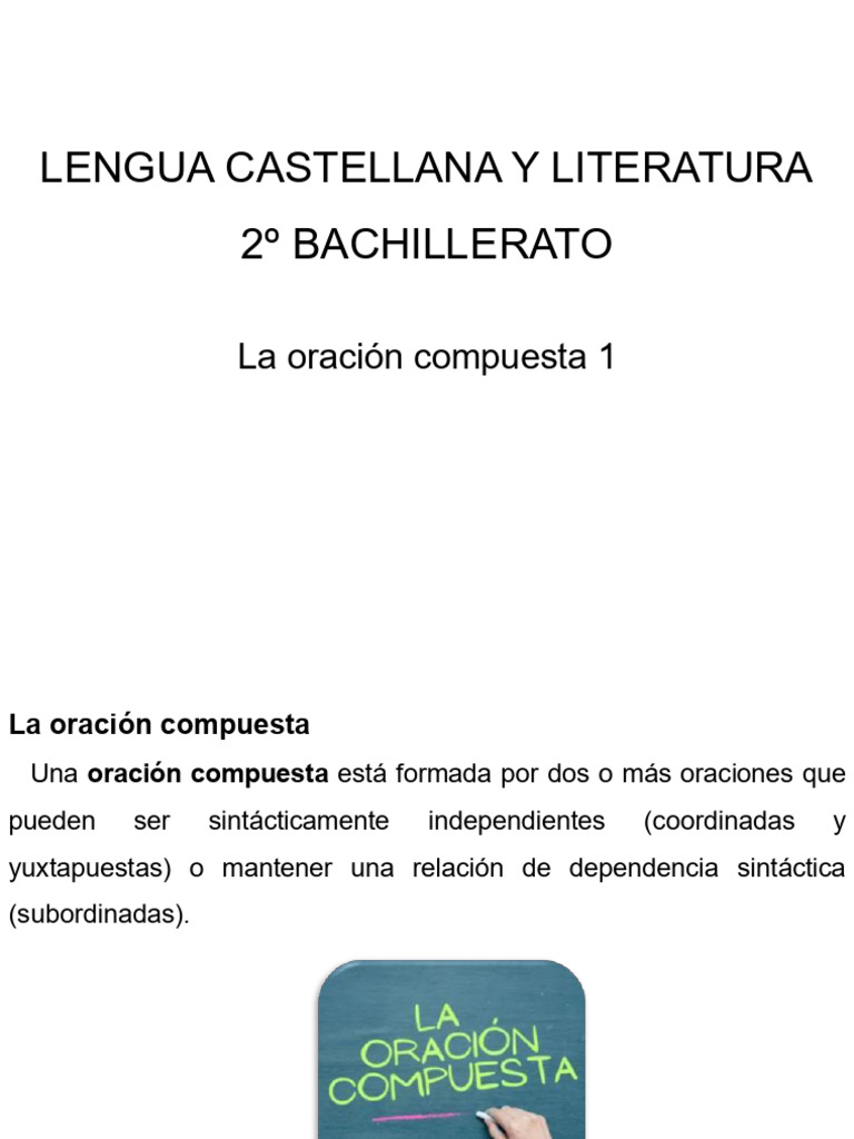 La oración compuesta 1 PDF | PDF | Oración (Lingüística) | Mecánica del ...