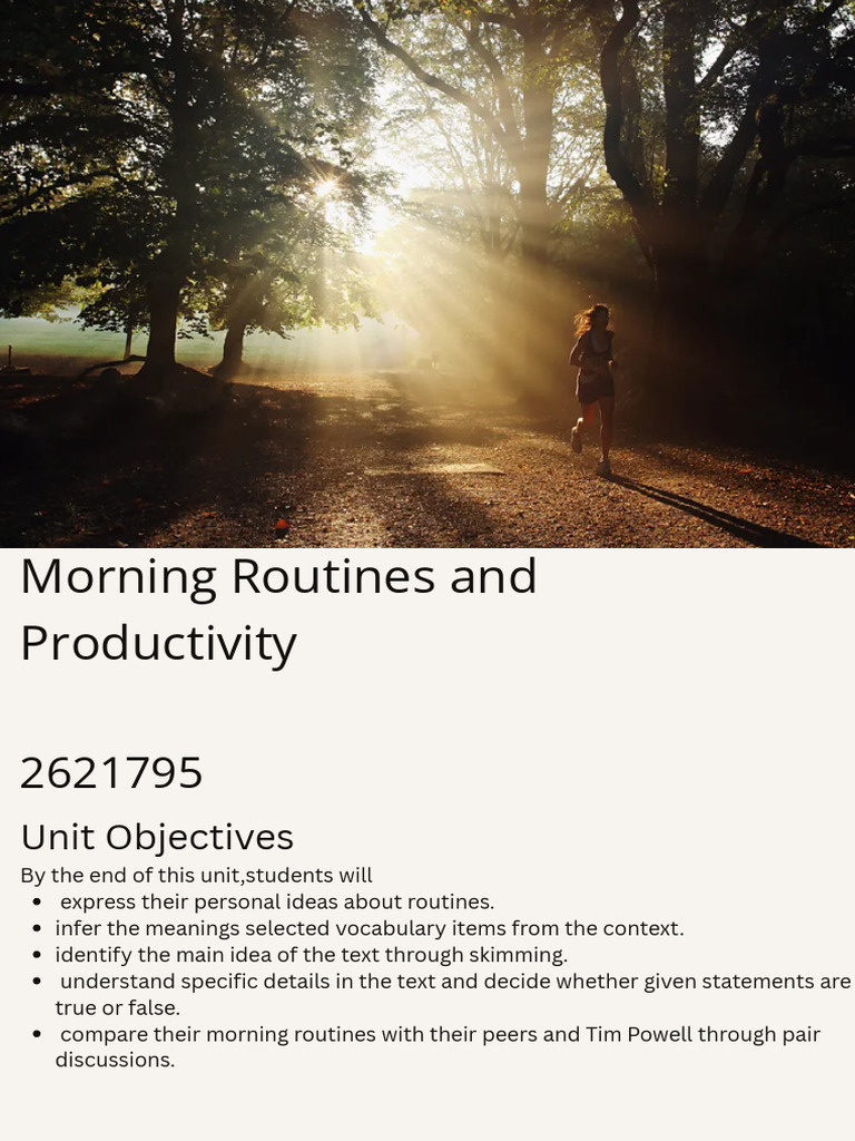 Morning Routines and Productivity (1) | PDF | Semantics | Cognition
