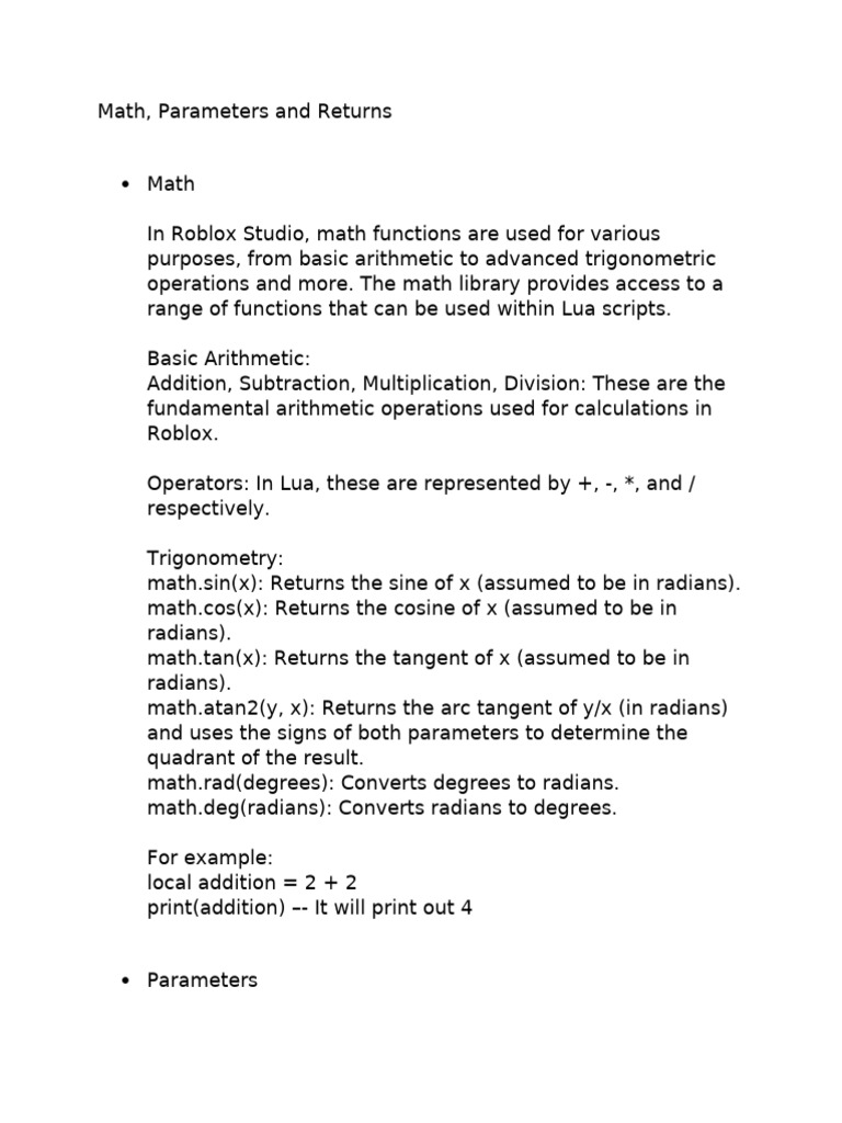 CH6; Math, Parameters and Return | PDF | Trigonometric Functions ...