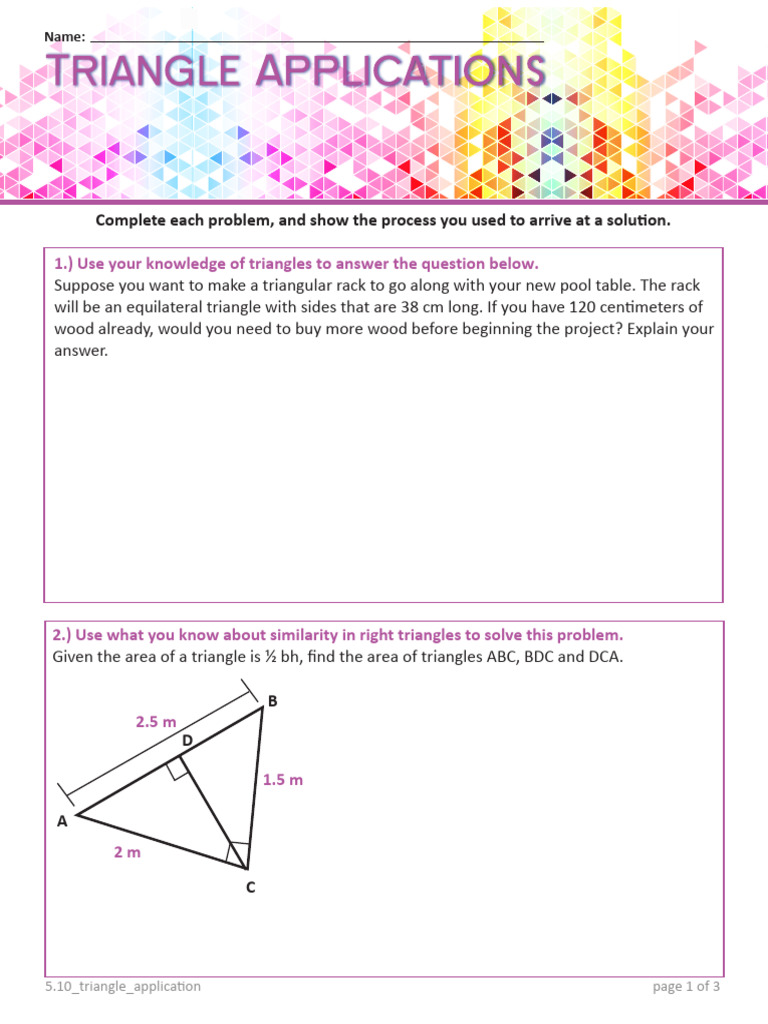 5.10 Triangle Applications | PDF | Triangle | Mathematics