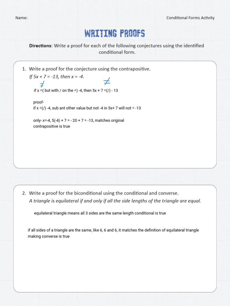 2.4 WritingProofs Worksheet | PDF
