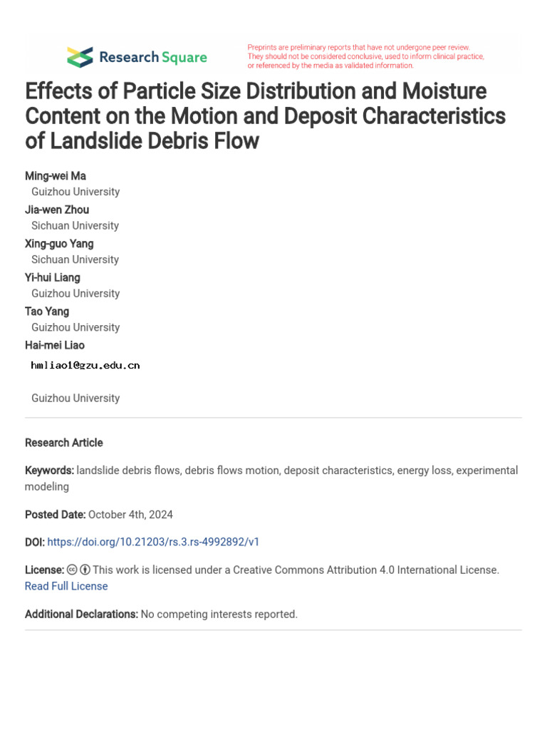 Effects of Particle Size Distribution and Moisture Content on the ...
