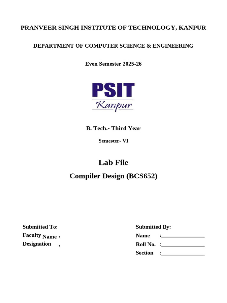 BCS-652 CD Lab File Format | PDF | Parsing | Engineering