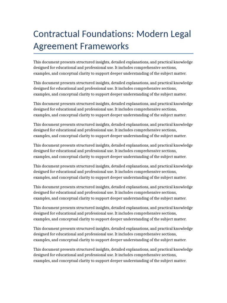 Contractual Foundations Modern Legal Agreement Frameworks | PDF ...