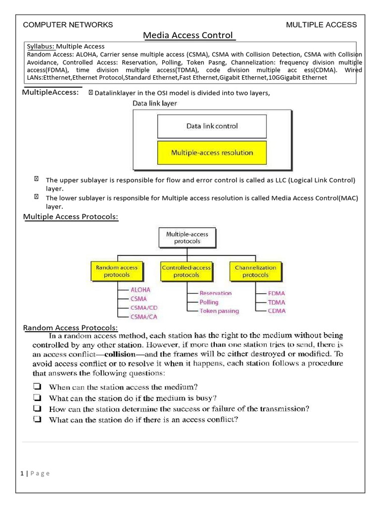 MIC23 CN Unit-3 | PDF | Channel Access Method | Ethernet