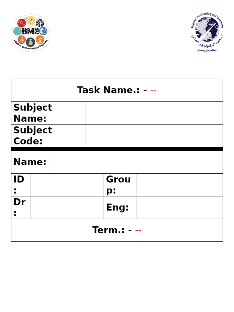 Task Cover Templet | PDF