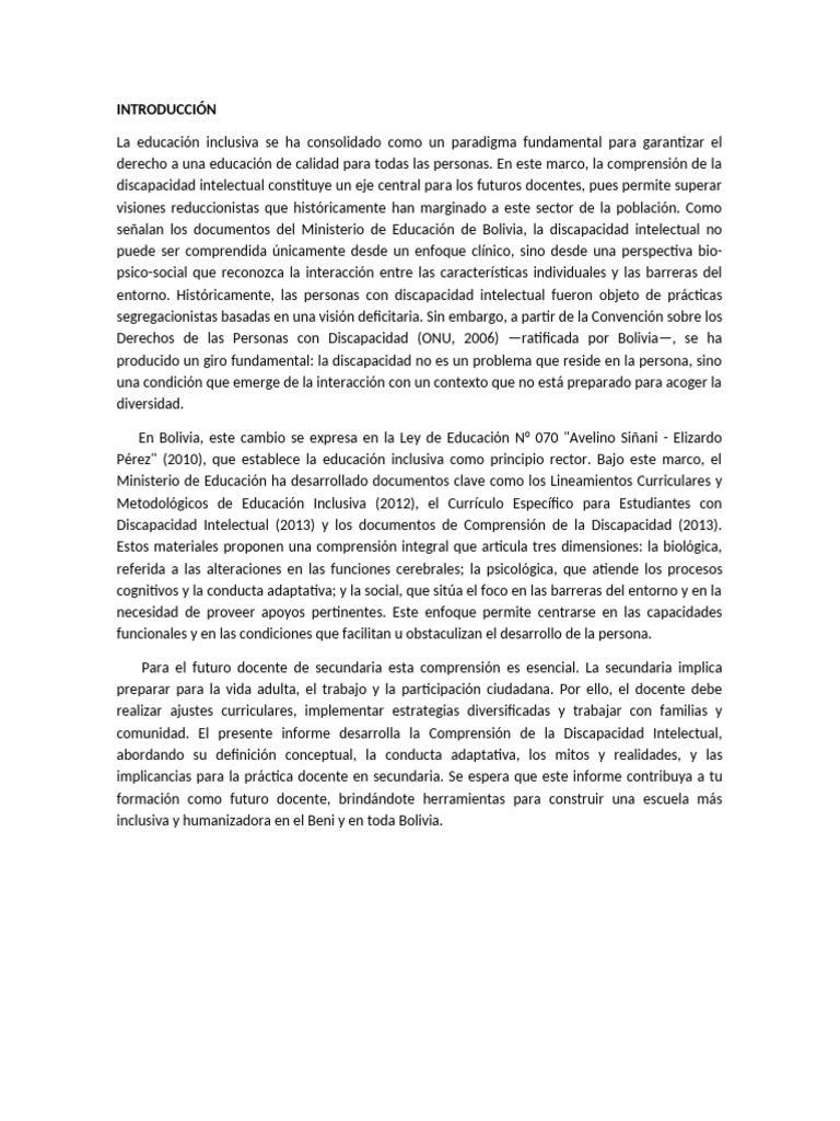 Comprension de La Discapacidad Intelectual | PDF | Plan de estudios ...