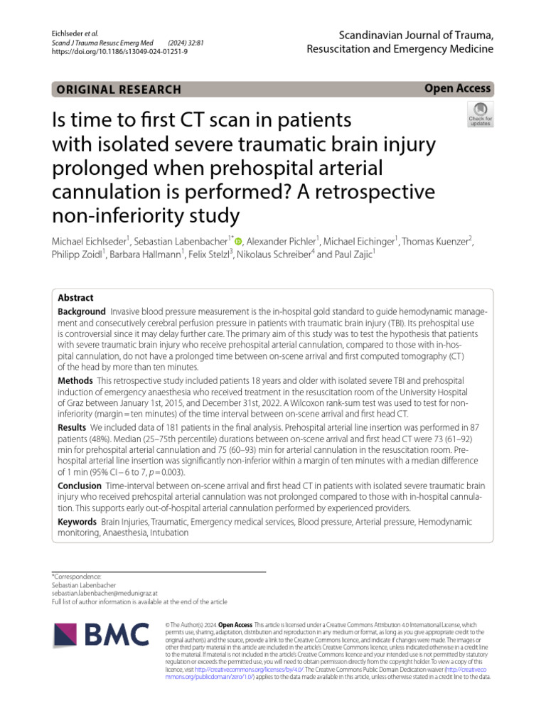 Is time to first CT scan in patients with isolated severe traumatic ...